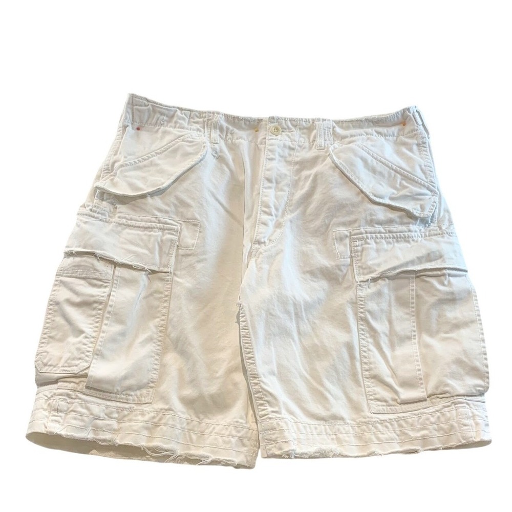 Polo Ralph Lauren Cargo Shorts Mens 32 White Distressed Utility Gorpcore Y2K